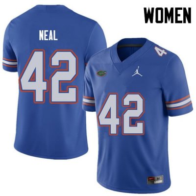 Women's Florida Gators #42 Keanu Neal NCAA Jordan Brand Royal Authentic Stitched College Football Jersey YPL4462DL